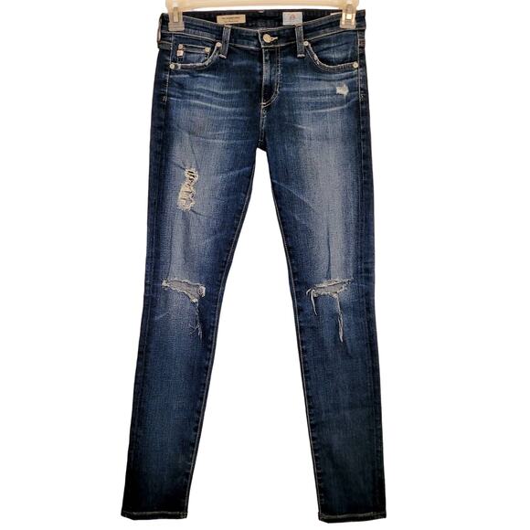 AG Adriano Goldschmied The Legging Ankle distressed super skinny blue jeans 27 - Picture 1 of 12
